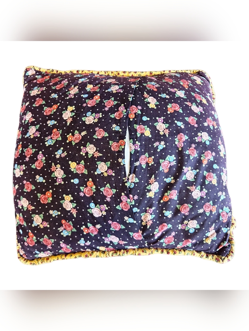 Vintage 90s Handmade Throw Pillow Cottagecore Garden Whimsical Butterfly 15x15 - Picture 2 of 7